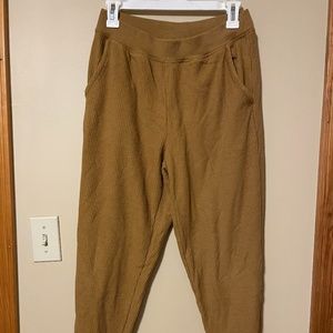 Aerie Mustard Waffle Material Joggers